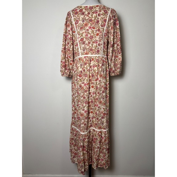 Old Navy Womens Floral Maxi Dress Medium Boho Peasant Prairie Cottagecore - Picture 2 of 8